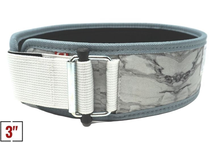 2POOD - 3" Petite White Marble Weightlifting Belt